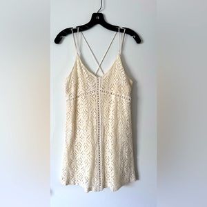 Lush Crochet Overlay Dress Cream S